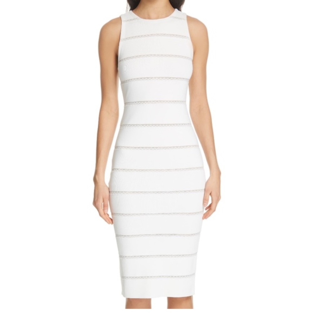 Alice + Olivia Jenner Lace Inset Sheath Dress B231 Size L